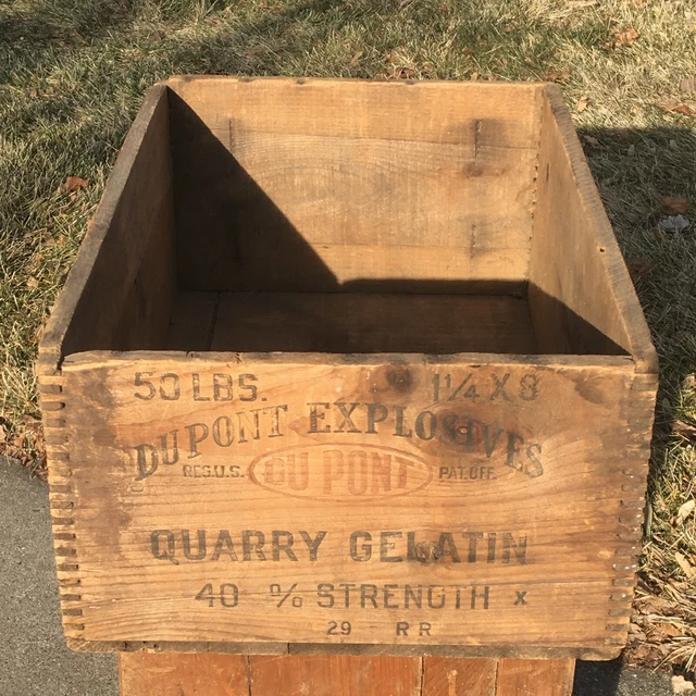Vintage Dupont High Explosives Quarry Gelatin Box Crate Case