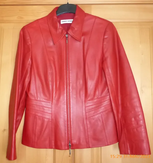 ❌Lederjacke, rot, Gerry Weber, Gr. 38/40, zeitlose Eleganz, feinstes Nappaleder