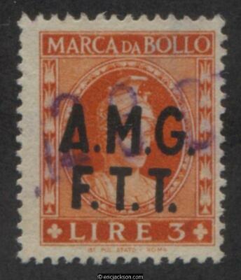AMG Trieste Fiscal Revenue Stamp, FTT F23 used, F-VF