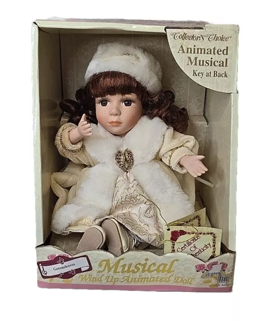 Collectors Choice Genuine Fine Bisque Porcelain Animated Wind Up Musical Doll