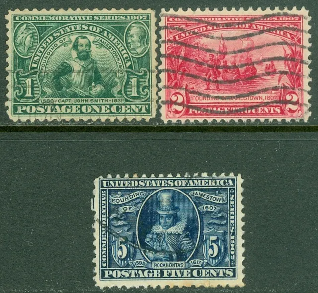 EDW1949SELL: USA 1907 Scott# 328-30 Sottile, Utilizzato. Luce Cancels. Catalogo