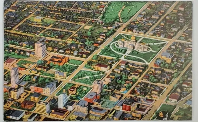 Vintage Postcard - Airplane View of Jackson, MS - Unposted