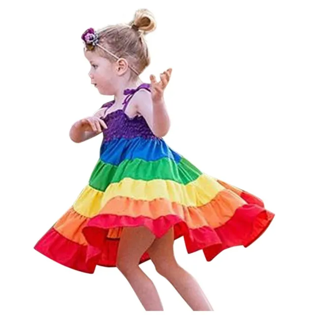 Abito arcobaleno principessa bambina maniche lunghe abiti da festa top Stati Uniti 2