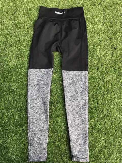 GYMSHARK TWO TONE Charcoal & Grey Colour Leggings Size Extra Small
