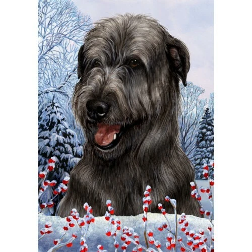 Winter House Flag - Black Irish Wolfhound 15164