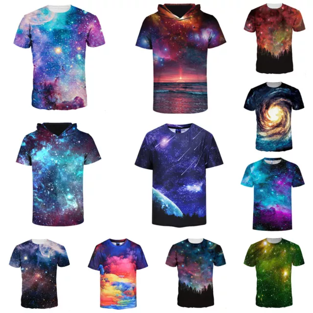 Nebula Galaxy Space 3d Printed Womens Mens Crew Graphic T-Shirts Casual Tee Tops