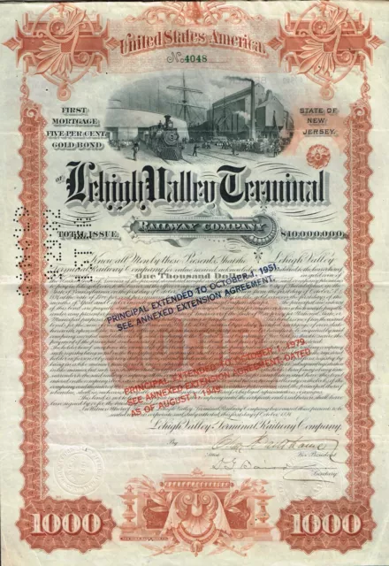 USA LEHIGH VALLEY TERMINAL RAILWAY COMPANY stock/bond certificate