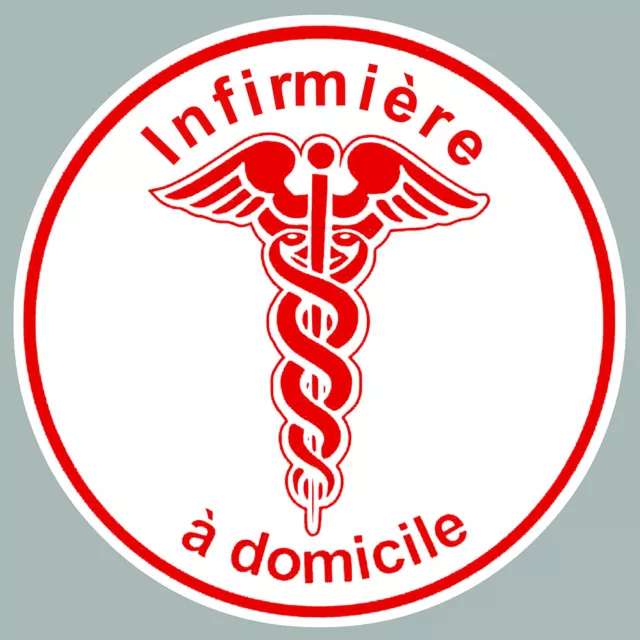 INFIRMIERE A DOMICILE CADUCEE ROUGE 10cm AUTOCOLLANT STICKER IA101