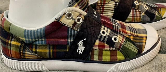 Polo by Ralph Lauren Plaid Canvas Sneakers Shoes Women Sz US 5