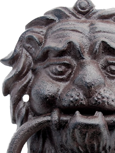 Heurtoir  marteau de porte en fonte avec poignée - Tête de lion avec crinière 3