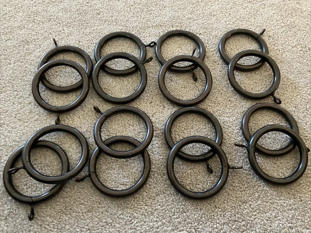 Lot of 16 Brass Window Curtain rings Decor Hardware