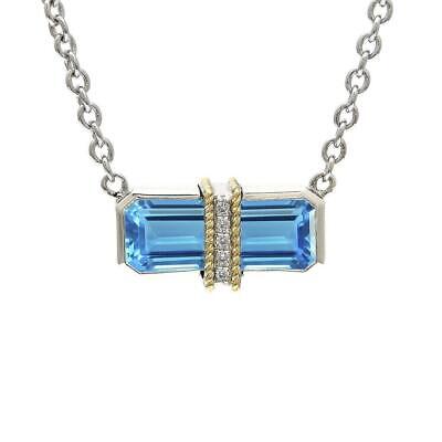 Andrea Candela 18k or Jaune Diamants & Topaze Bleu Halo Collier ACN182/07-BT
