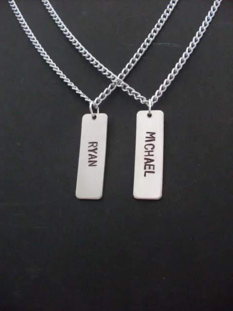 Personalized Custom Name ID Handmade Stamped Aluminum 1.25" Tag Necklace