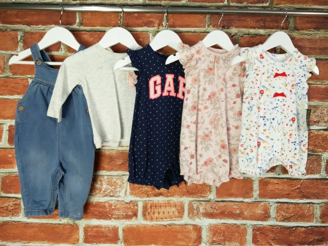 T-SHIRT BAMBINE PACCHETTO ETÀ 3-6 MESI NEXT GAP M&S ecc ROMPER DUNGAREES 68CM