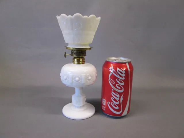 Daisy and Cube Miniature Oil Lamp MILK GLASS Fenton LG Wright Vintage
