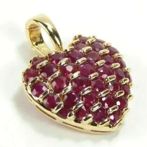 2.50CT ROUND LAB-CREATED Red Ruby 14K Yellow Gold Plated Heart Pendant ...