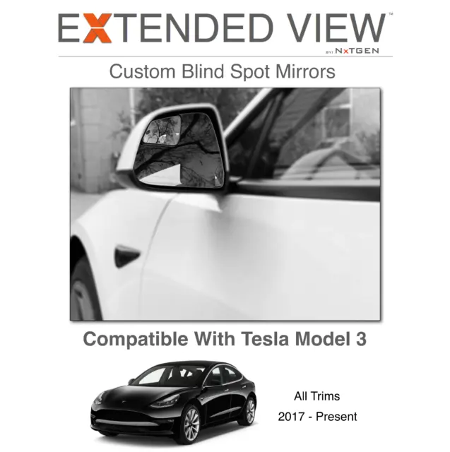 Extended View™ Tesla Model 3 Blind Spot Mirrors | Tesla Blind Spot Mirrors