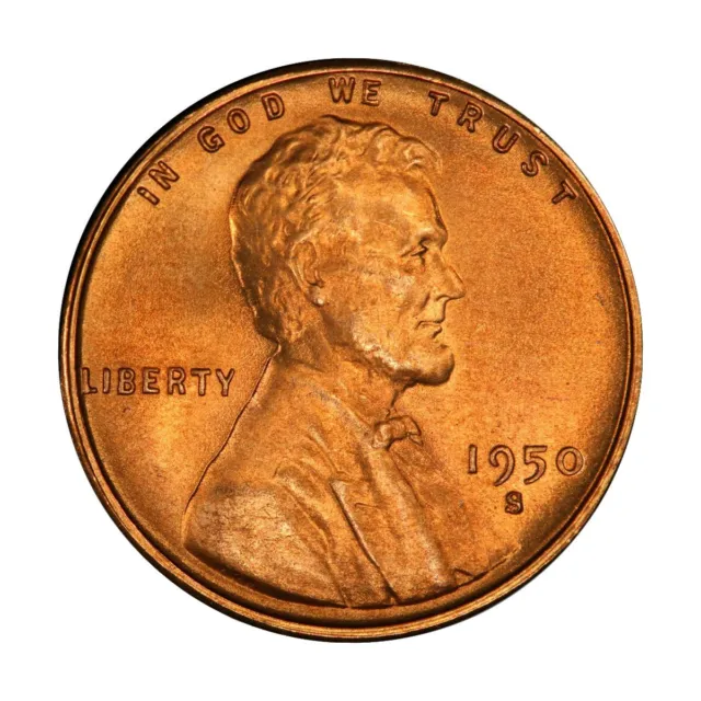 1950 S Lincoln Wheat Cent Choice BU 1c Brilliant Uncirculated OBW Superb Detail