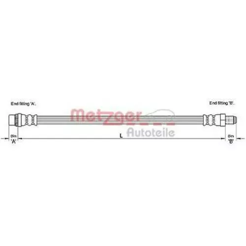 METZGER Flexible de frein Durite De Frein 4110261 convient pour PEUGEOT 406 (8B)