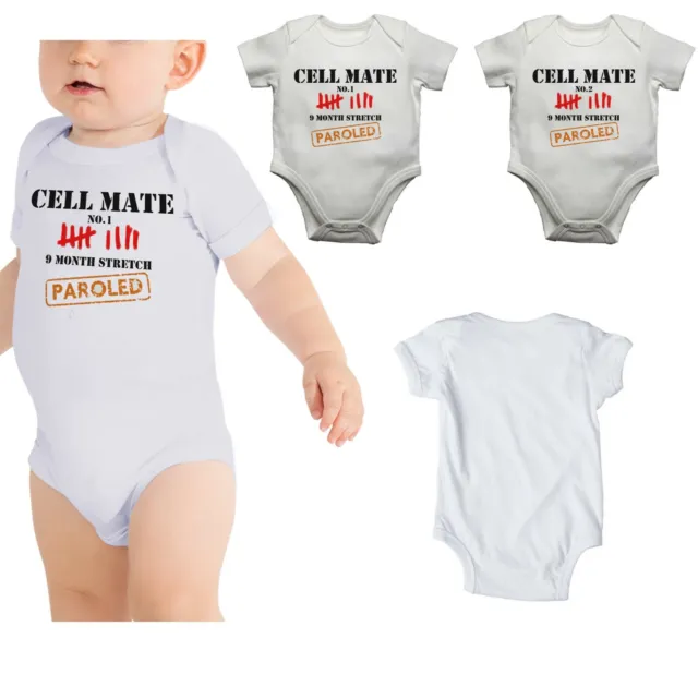 Twins Baby Grow Vest bodysuits Funny Cell Mates for Unisex Gift Present Set Of 2 3