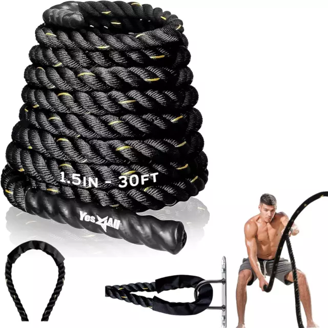 1.5/2 Inch Battle Ropes with Extra Protective Sleeve, Workout Ropes for Cross-Tr