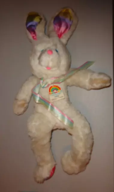 Vintage 1982 Rainbow Pets Amtoy Plush White Bunny Rabbit 26" Tall - Korea