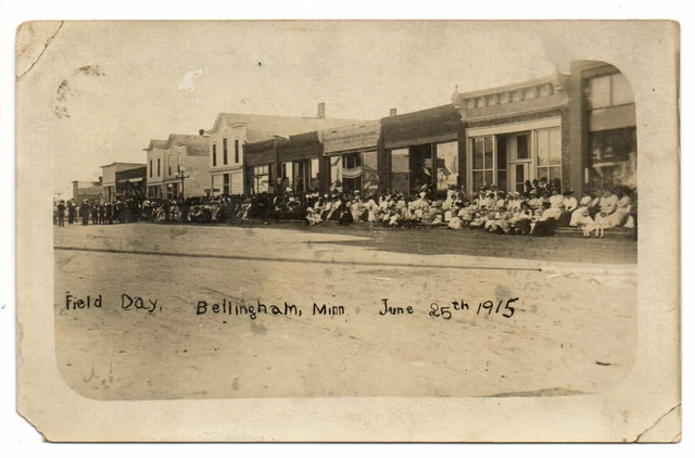 1915 RPPC Bellingham Minnesota MN Street Scene Real Photo Postcard!