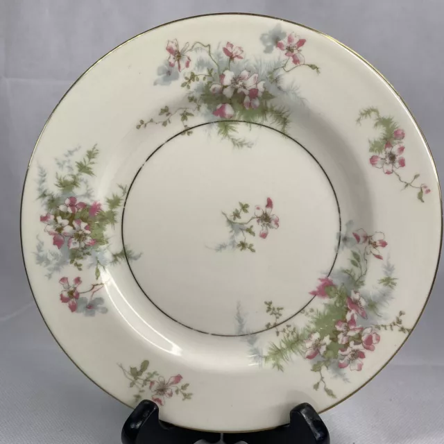 Theodore Haviland New York Apple Blossom Salad/Dessert Plate, 18K Gold Trim, USA