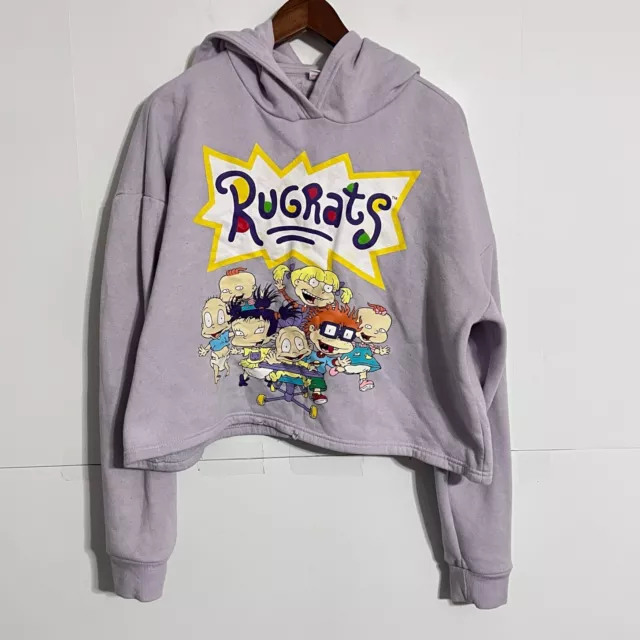 NICKELODEON WOMENS CROPPED Hoodie Size XL Pink Rugrats Graphic Print ...