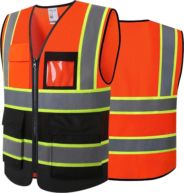 ASIPHITU Reflective High Visibility Safety Vest for Men Women with Pockets Front