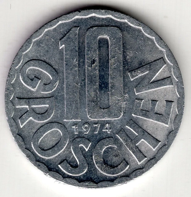 1974 Austria  Ten 10 Groschen  World Coin Nice!