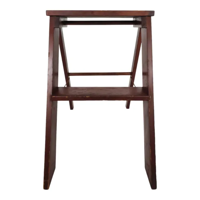 Vintage Wooden Ladder Stepstool Plant Stand Folding Stool Handmade Primitive