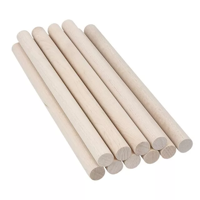 50Pcs Wooden Dowel Rods Unfinished Wood Dowels, Solid Hardwood Sticks for9621