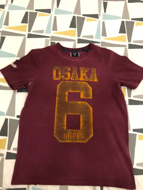 T-shirt uomo Superdry OSAKA 6 TAGLIA LARGE viola FREEPOST