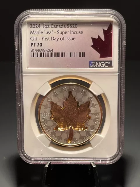 2024 Canada Super Incuse $20 Maple Leaf 1 oz .9999 Silver NGC PF70 PF 70 FDOI