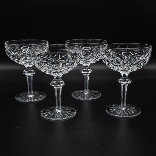 Waterford Crystal Powerscourt Champagne Sherbet Glasses Set 4- 5 3/8" FREE SHIP