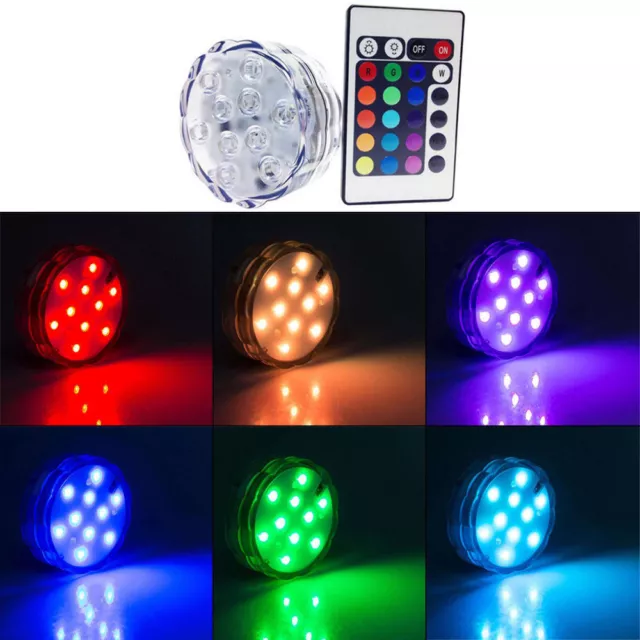RGB 10 LEDs Unterwasser Lampe Unterwasserlicht Poolbeleuchtung +Fernbedienung 2