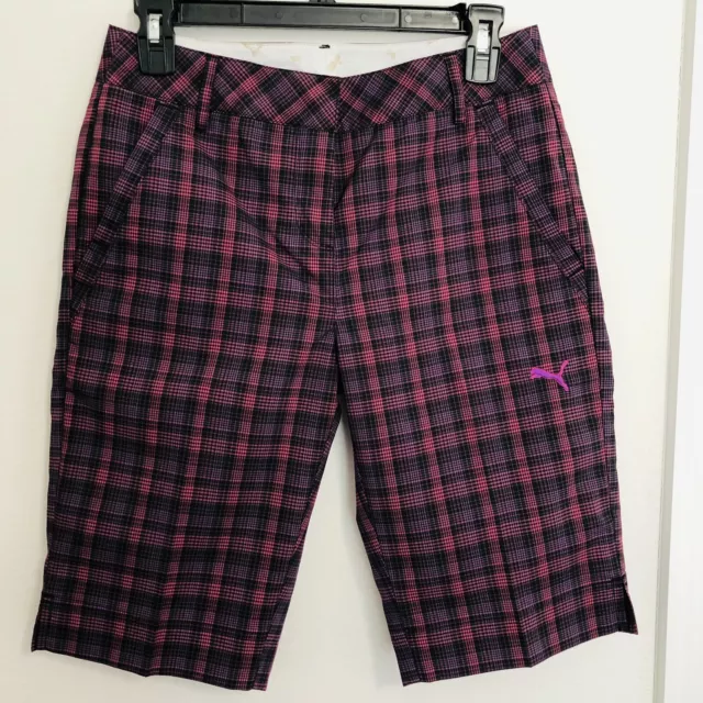 PUMA Ladies GOLF Dry Cell Plaid Tech Bermuda GOLF SHORTS Womens Size 0 NEW