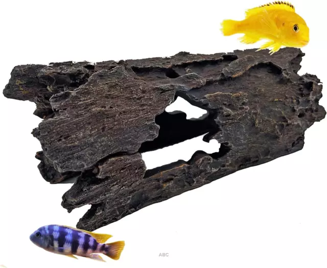 35cm Large Artificial Log Driftwood Cave - Aquarium Fish Tank Ornament Decor"nnP