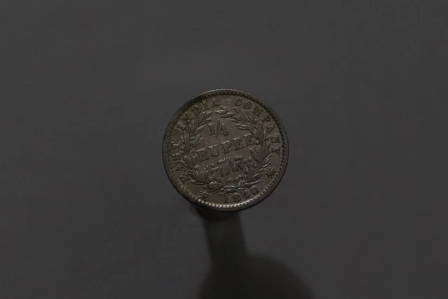 🧭 🇮🇳 India 1/4 Rupee 1840 Silver Victoria B58 #Z5348