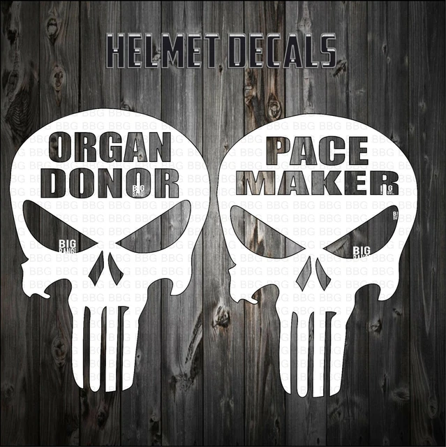 Biker Medical Health Alert Vinyl Decal Sticker Helmet Bike Donor Pacemaker CUSTM