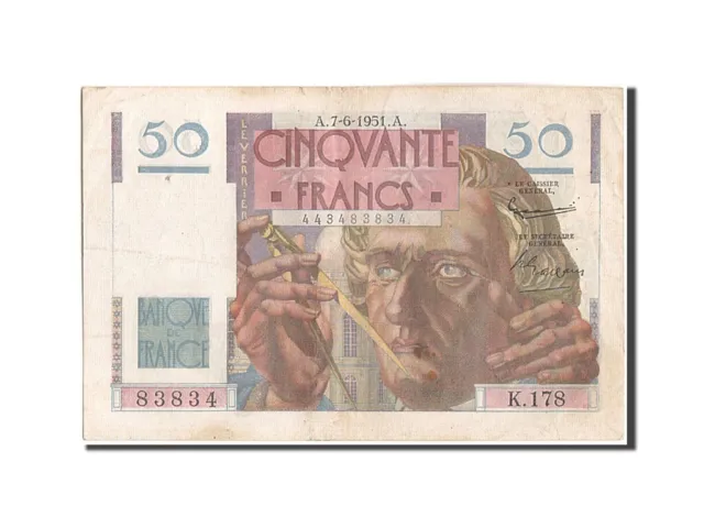 [#207616] Billet, France, 50 Francs, 50 F 1946-1951 ''Le Verrier'', 1951, 1951-0