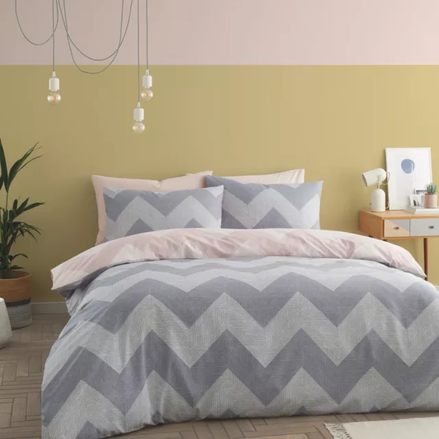 Set biancheria da letto copripiumone trapunta Catherine Lansfield confezione doppia grigio/blush 2