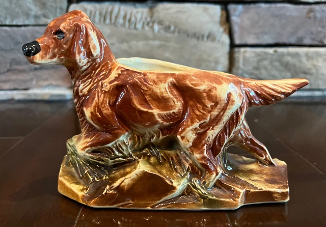 Vtg McCoy Dog Planter Figurine Hunting Irish Setter