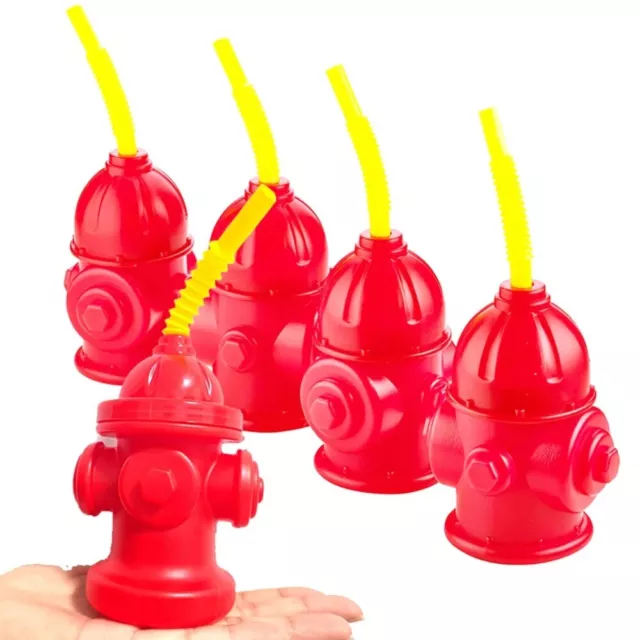 Red Fire Hydrant Water Cup Plastic Party Supplies Fire Hydrant Straw Cup  Boys
