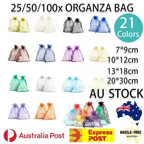 25-100x Organza Bag Sheer Bags Wedding Candy Jewellery Packaging Gift Party