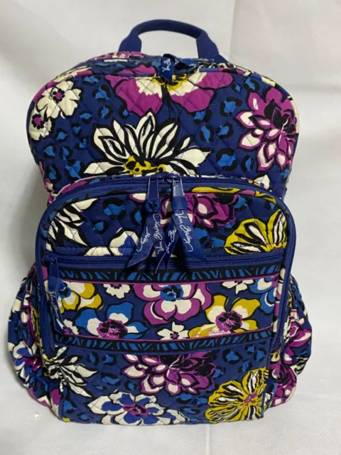 Large Vera Bradley African Violet Pattern Campus Backpack