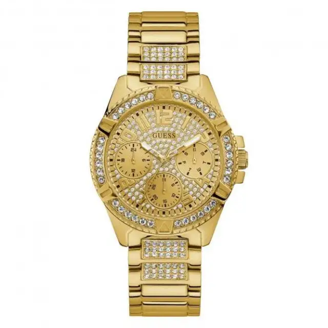 Guess Damen Gold Kristalle Glitzern Zifferblatt Uhr W1156L2