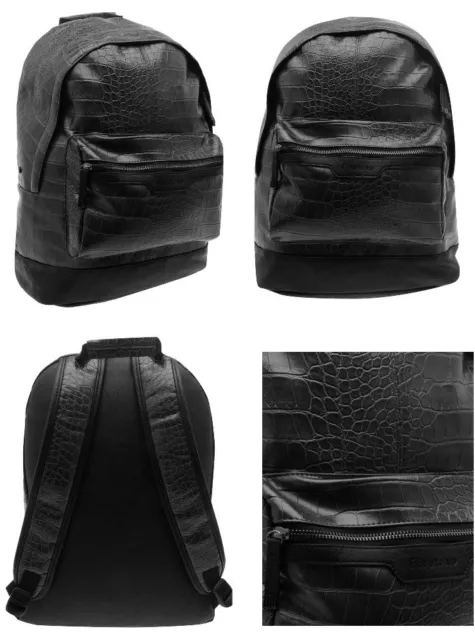 Mochila Hombre Mujer Finta Piel Cocodrilo Viaje Trabajo Escuela Negro 42 x 28 x