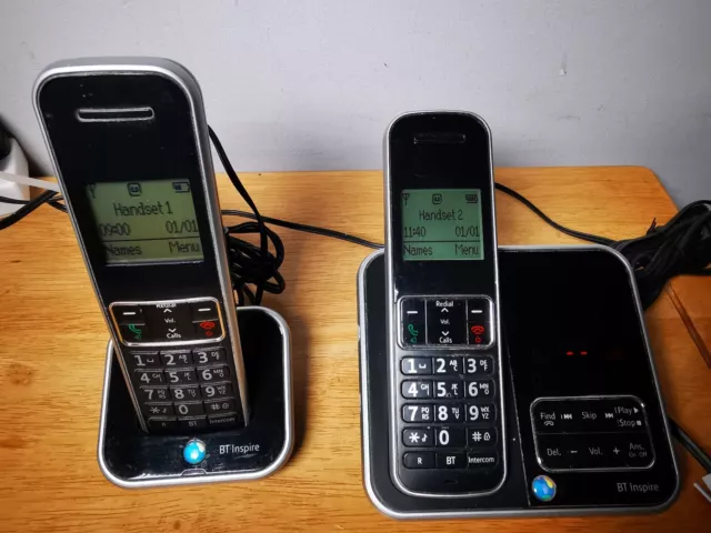 BT Inspire 1500 Home Phones With Answering Machine - Twin Set - New Batteries